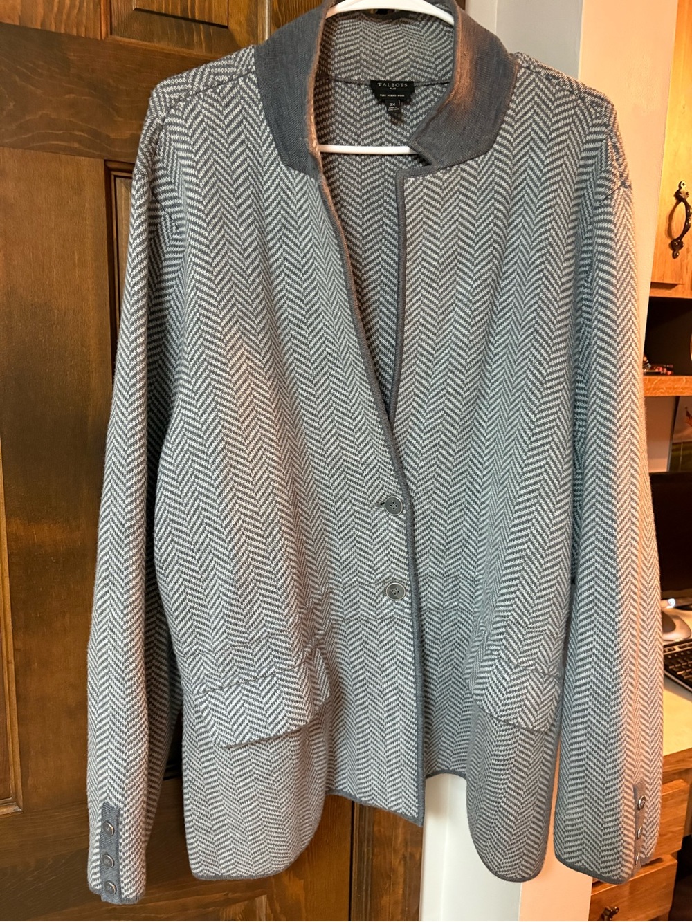 Talbots Merino Wool Herringbone Sweater Blazer